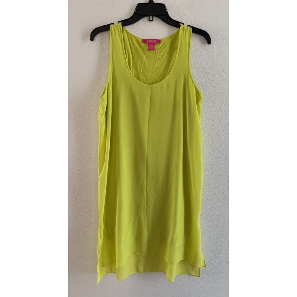 Catherine Malandrino Dress lime Green Sleeveless sundress midi dress hi-low M